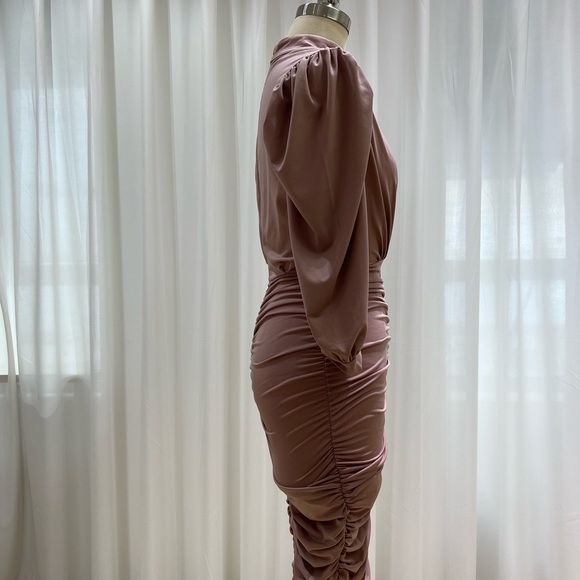 AX Paris ruched midi dress in taupe - Picture 5 of 7